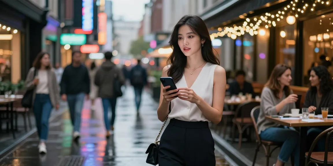 Cảnh tượng gái gọi trong không gian thành phố sôi động vào buổi tối, thể hiện sự quyến rũ và năng động.